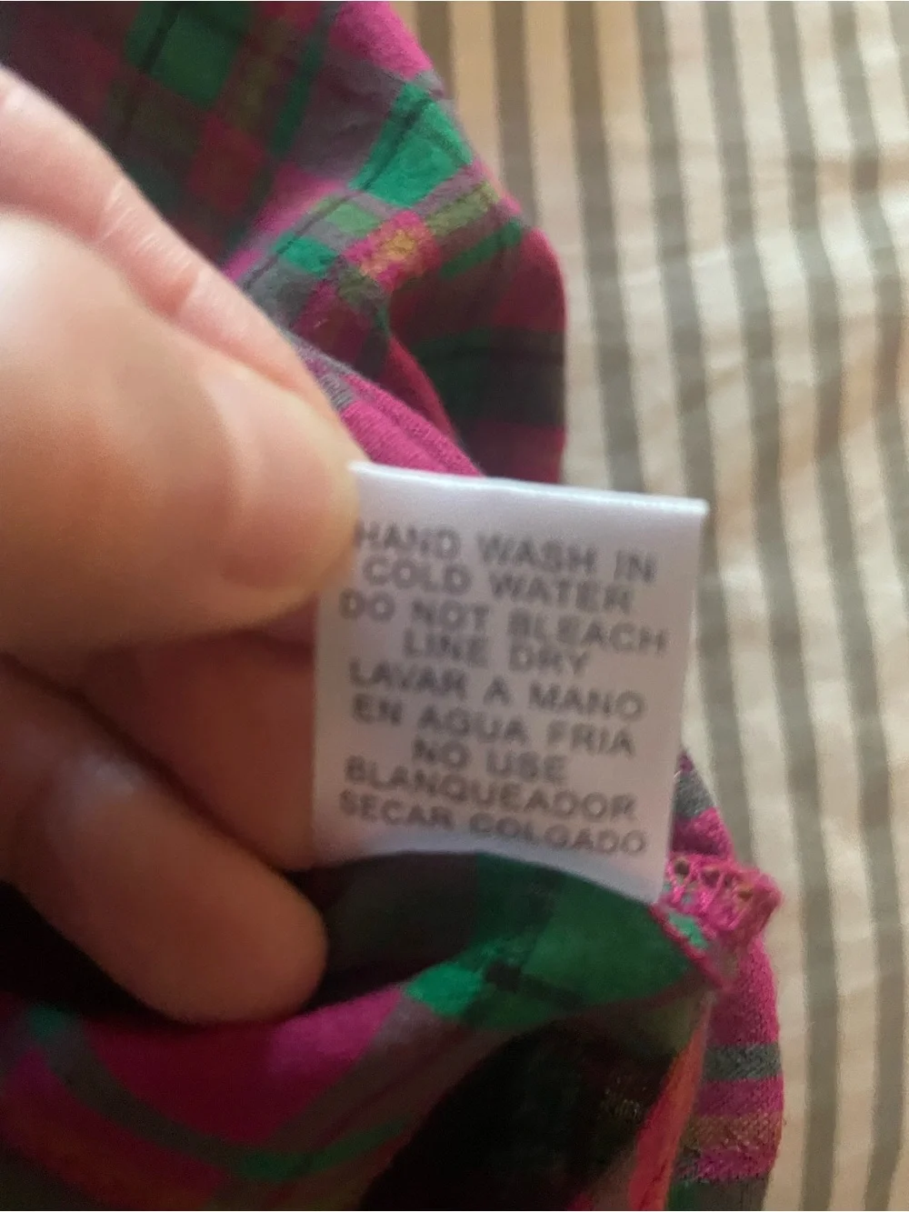 Entro Pink Green Plaid Oversized Pima Cotton Button Up Small - Picture 12 of 12